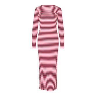 Lollys Laundry Gestreepte Maxi Jurk met Lange Mouwen - Dames - Jurken - Veelkleurig - Maat: XS