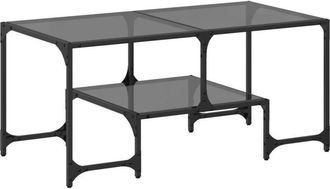 vidaXL Tavolino con Piano in Vetro Nero 98,5x50x45 cm Acciaio - Vidaxl