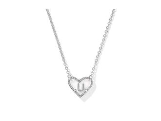 Kendra Scott Heart Lettler Silver Short Pendant Womens Necklace Womens Necklace U, Gold-Plated/Brass