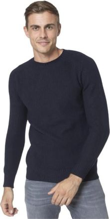 Gran Sasso Navy Blauwe Gebreide Trui - Heren - Sweatshirts - Blauw - 2XL - Wol - Hoodies & sweatvesten
