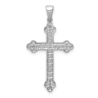 Diamond2Deal 14k White Gold 1/10 carat Diamond Cross Pendant