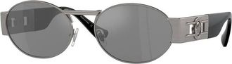 Versace Grey Mirror Silver Oval Unisex Sunglasses VE2264 10016G 56