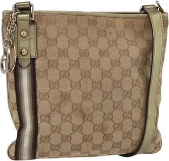 Gucci Pre-owned Canvas Cross Body Tas - Dames - Vintage Schoudertas - Beige - ONE Size - Vintage