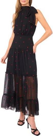 CeCe by Cynthia Steffe Embroidered Sleeveless Tiered Maxi Dress in Rich Black at Nordstrom Rack, Size X-Large