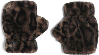 Apparis Ariel Faux Fur Fingerless Gloves in Dark Leopard at Nordstrom
