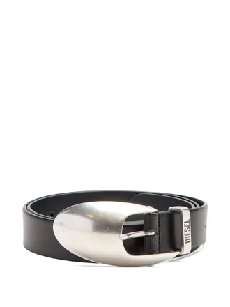 Diesel Polished Black Belt with Distinctive Oval Buckle