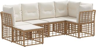 vidaXL Conjunto De Sof&aacute;s De Exterior Natural Poli&eacute;ster Vidaxl