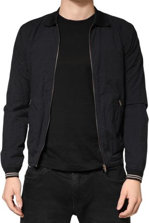 Dolce & Gabbana Dark Blue Cotton Full Zip Bomber Men Mens Jacket