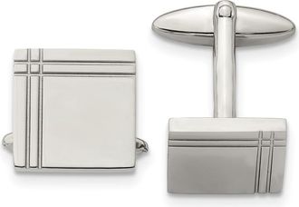 Diamond2Deal Stainless Steel Polished Square Cufflinks