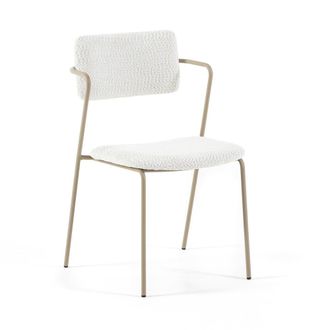 Siediti Fuori e Dentro Set de 2 sillas en tejido boucl&eacute; blanco con patas champagne