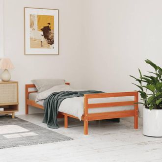 vidaXL Vidaxl - Estructura De Cama Sin Colch&oacute;n Madera Maciza Marr&oacute;n 75x190 Cm