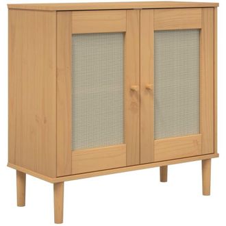 vidaXL Vidaxl - Aparador Senja Aspecto De Rat&aacute;n Madera Pino Marr&oacute;n 80x35x80 Cm