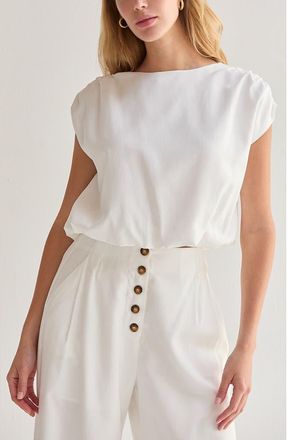 Crescent Cap Sleeve Bubble Hem Top in Ivory at Nordstrom, Size X-Small Short
