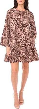 Vince Camuto Abstract Leopard Print Long Sleeve Dress in Rich Taupe at Nordstrom Rack, Size Xx-Small