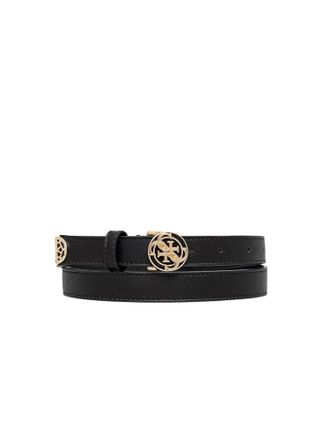 Guess Gold-Tone Logo Buckle Belt - Black