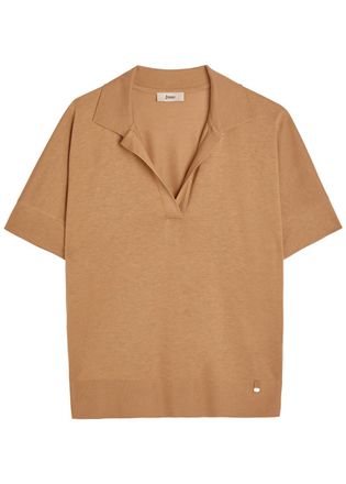 Herno Fine-knit Polo top - Camel - 44 (UK12 / M)