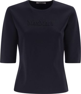 Max Mara Mxpaustero Short Sleeved Top With Embroidered Logo