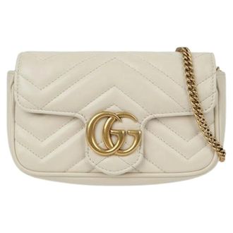 Gucci Pre-owned Mini Bags, female, White, Size: ONE SIZE Pre-owned GG Marmont Super Mini Chain Crossbody Bag