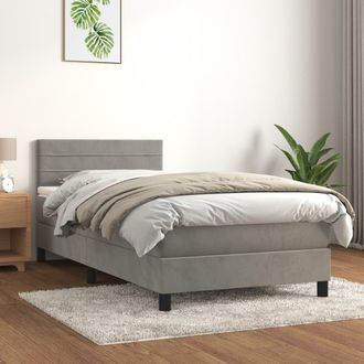 vidaXL Vidaxl - Cama Box Spring Con Colch&oacute;n Terciopelo Gris Claro 100x200 Cm