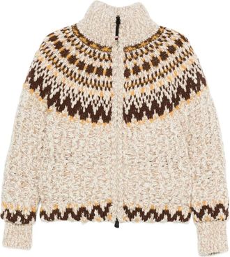 Moncler Cardigan a fantasia con zip - Toni neutri