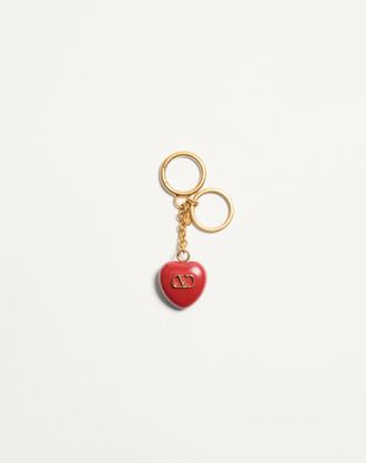 Valentino Garavani Charm Per Borse Con Portachiavi Coeur Royal In Metallo E Smalto Donna ANTIQUE BRASS/ROSSO UNI