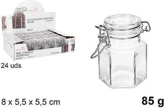 Trade Shop Trade Shop - Set 24 Pezzi Barattolo Esagonale Vasetto Con Tappo Porta Spezie Vetro 85g 100829