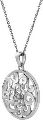 LuvMyJewelry Lysandra Sterling Silver 0.02 Ct Diamond Filigree Disc Pendant in 925 Sterling Silver at Nordstrom