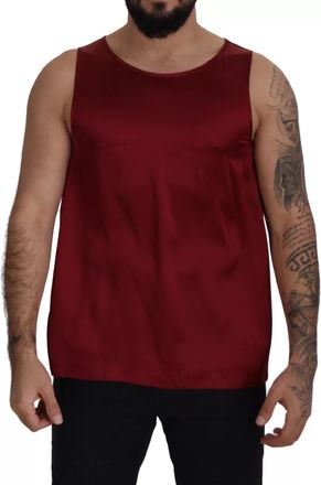 Dolce & Gabbana Red Round Neck Sleeveless Silk Mens T-shirt
