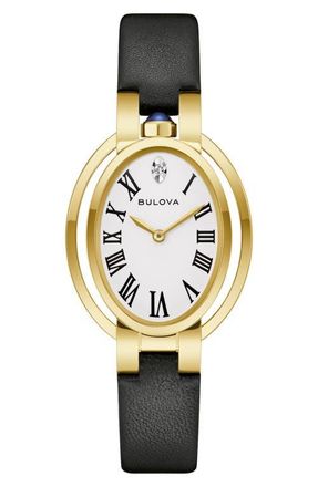 Bulova Rubaiyat Ella Fitzgerald x Apollo Leather Strap Watch, 28.8mm in Black at Nordstrom