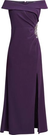 Gina Bacconi Womens Suzanne Portrait Collar Long Dress - Purple - Size 20 UK