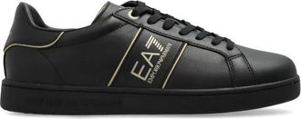 Emporio Armani Low-Profile Zwarte Sneakers - Heren - Sneakers - Zwart - 42 EU - Leer - Schoenen