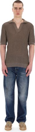Tagliatore Open Collar Knitted Cotton Polo