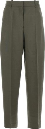 Toteme Wide Tailored Broeken - Dames - Broeken - Groen - S - Wol - Broeken