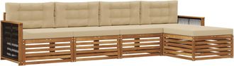 vidaXL Conjunto De Sof&aacute;s De Exterior 5 Uds. Natural Y Beige Vidaxl