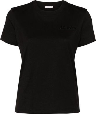 Moncler logo-embellished cotton T-shirt - women - Cotton - L - Black