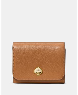 Kate Spade New York Womens Kayla Small L-Zip Wallet - Dark Brown Leather - One Size
