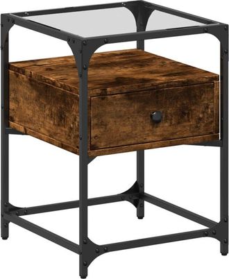 vidaXL Vidaxl - Mesita de noche madera de ingeniería roble ahumado 40x40x55 cm