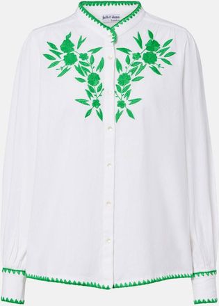 Juliet Dunn Embroidered cotton and linen shirt
