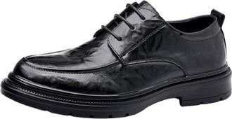 Generic Mens Soft Leather Casual Shoes Comfortable Business Formal Wear Versatile Fashion Groomsmen Wedding Oxford for Office(Black,6.5)