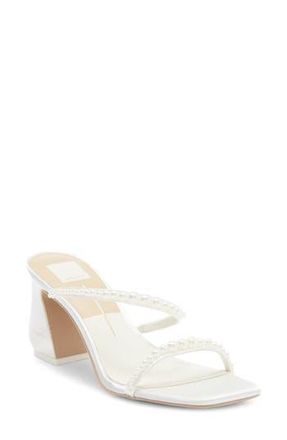 Dolce Vita Tynice Faux Pearl Sandal in White Satin at Nordstrom Rack, Size 8.5