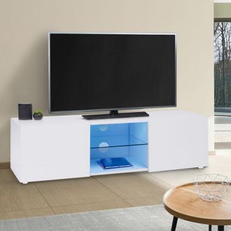 IDMarket Idmarket - Eli Estanter&iacute;a De Cristal Blanco Con Led 113 Cm