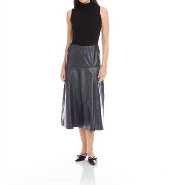 Fifteen Twenty Bronwyn Faux Leather Skirt In Navy