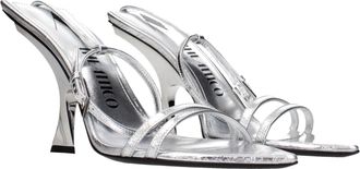 The Attico Womens Metallic Leather Stiletto Sandal Silver