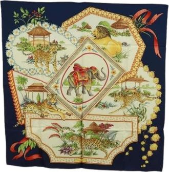 Ferragamo Pre-owned Scarves, female, Blue, Size: ONE SIZE Pre-owned Silk Scarf