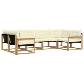 vidaXL Conjunto De Sof&aacute;s De Exterior Con Coj&iacute;n 6 Pcs Blanco Y Crema Vidaxl