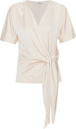 Karmamia Elegante Satijnen Omslagblouse - Dames - Blouses - Beige - S - Satijn - Overhemden