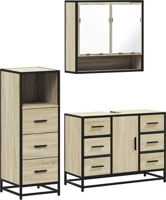 vidaXL Vidaxl - Set Mobili Da Bagno 3 Pz Rovere Sonoma In Legno Multistrato