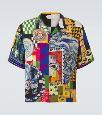 Versace Medusa silk twill bowling shirt