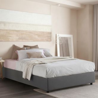 Talamo Italia Talamo Italia - Cama Matrimonial Gioia, Cama Contenedor Con Revestimiento De Tela, 100% Made In Italy, Apertura Frontal, Con Colch&oacute;n Cm 140x200 Inclui