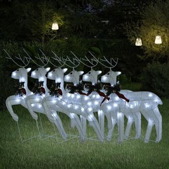 Berkfield Home Christmas Reindeers 6 pcs White 120 LEDs